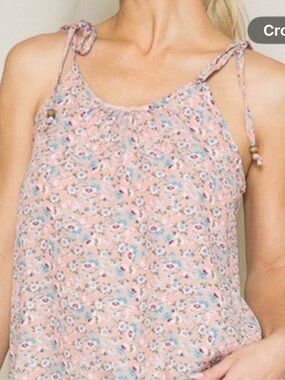 Floral Tie-Strap tank topin Dusty Rose